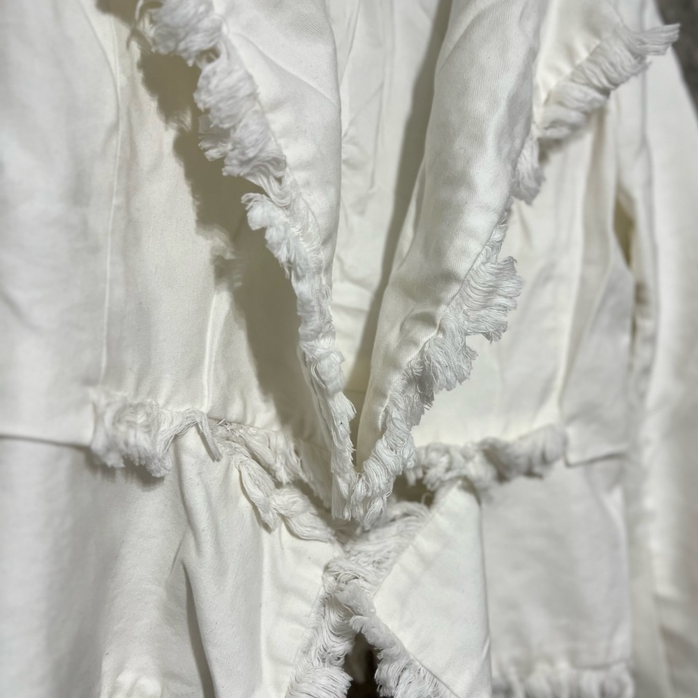 White blazer boho trim casual jacket - Picture 8 of 9